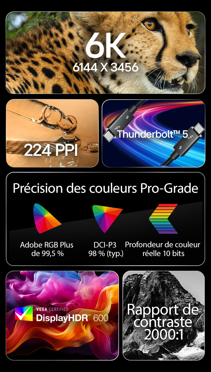5 images différentes avec du texte impliquant les fonctionnalités clés d’UltraFine