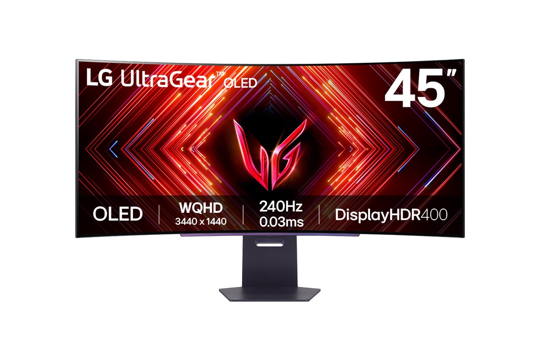 LG 45' (113 cm) | Moniteur gaming OLED 21/9ème | Résolution WQHD 3440x1440, LG 45GS95QE-B