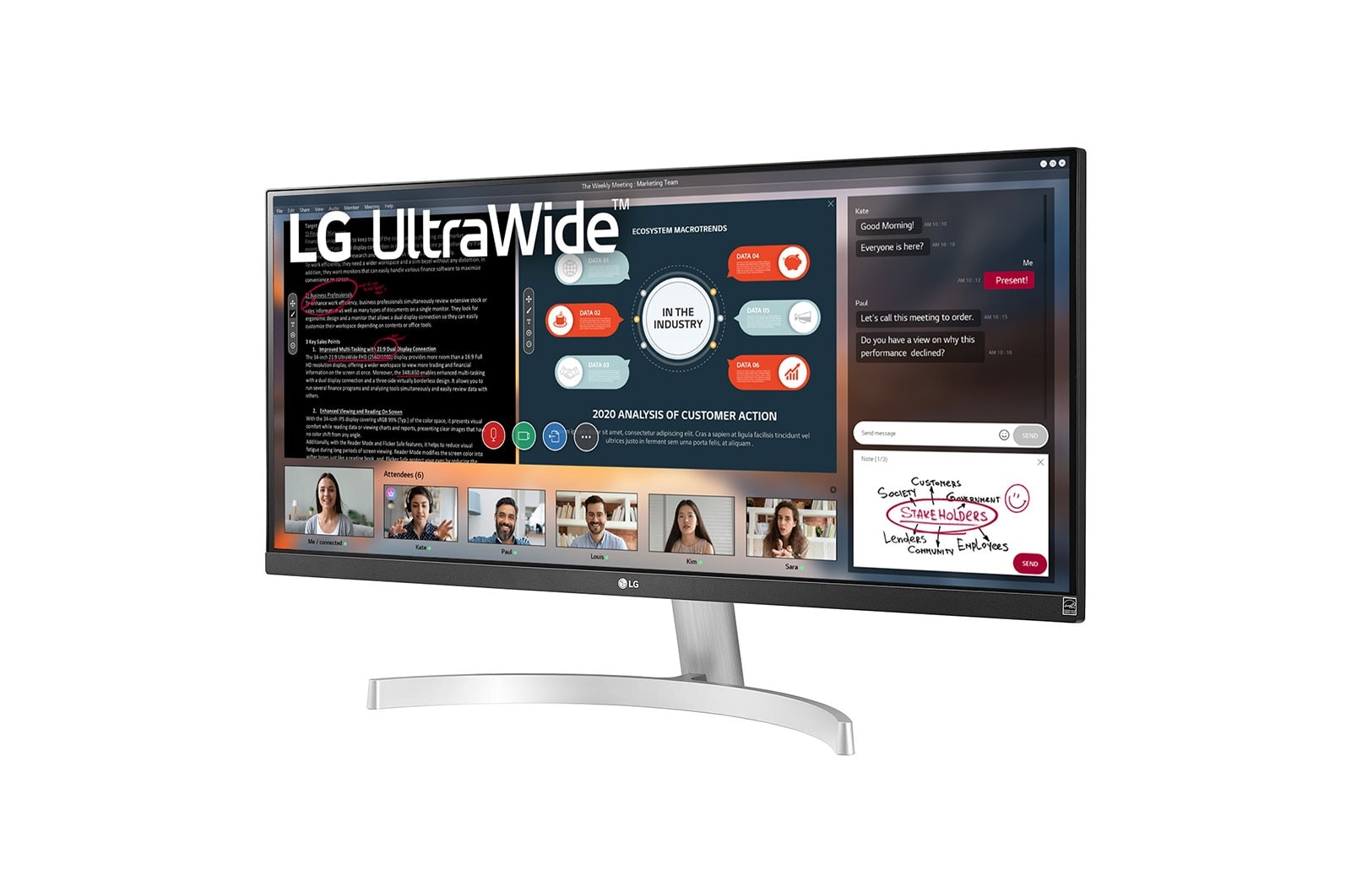 LG 29" (73 cm) | Moniteur LED IPS 21/9ème | Résolution UltraWide FHD 2560 x 1080, LG 29WN600-W