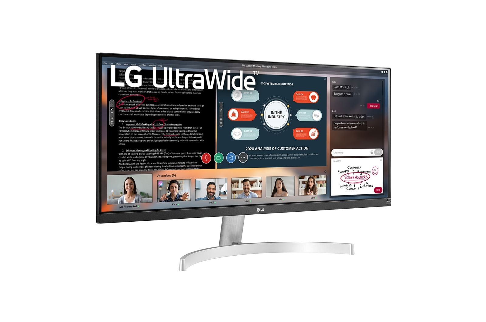 LG 29" (73 cm) | Moniteur LED IPS 21/9ème | Résolution UltraWide FHD 2560 x 1080, LG 29WN600-W