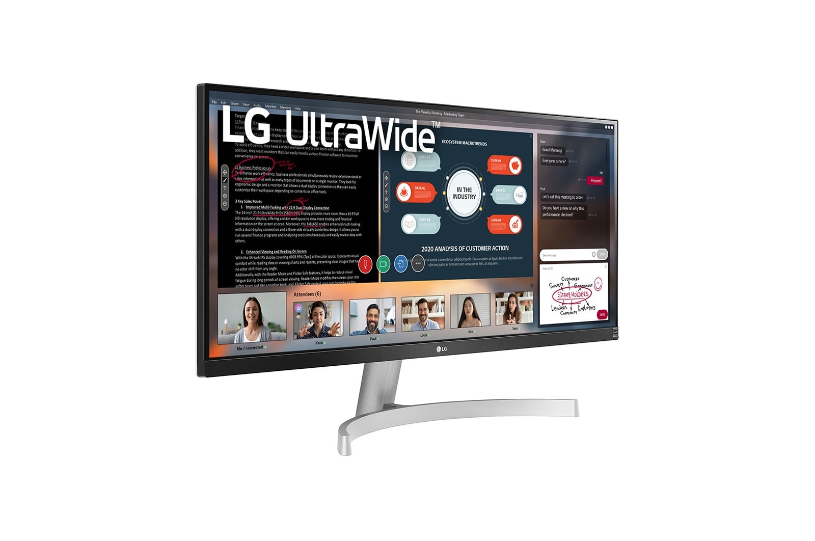 LG 29" (73 cm) | Moniteur LED IPS 21/9ème | Résolution UltraWide FHD 2560 x 1080, LG 29WN600-W