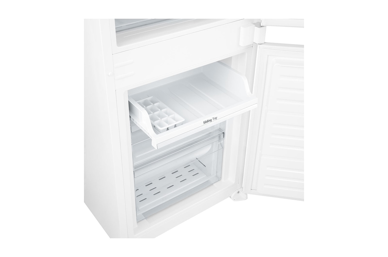 Vista da parte inferior do Frigorífico Combinado de Encastre Branco com 233l, No Frost Total e Gaveta Para Vegetais Frescos