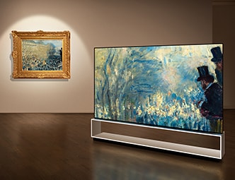 Claude Monet’s The Boulevard des Capucines is displaying on the screen of LG SIGNATURE OLED 8K TV.