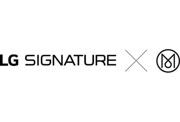 The LG SIGNATURE and Monocle magazine logos are placed side-by-side, with a tilted cross symbol in the middle.