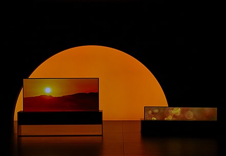 lg signature oled tv r9 demonstrates how the oled tv r can sit as a sculptural element anywhere