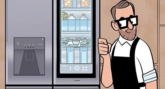 Illust image of LG SIGNATURE Refrigerator's instaview door in door feature.