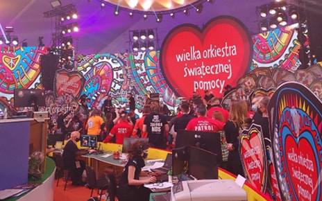 A wide view of the Grand Finale TV studio which is filled with 80 LG monitors so that the company can effectively host its 29th Annual Grand Finale fundraiser.