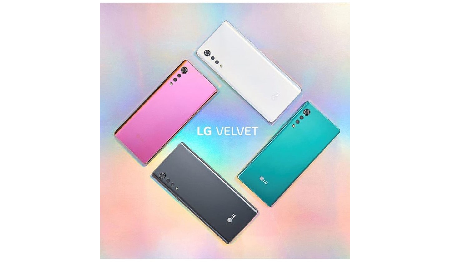 The four beautiful color options of the new LG VELVET smartphone