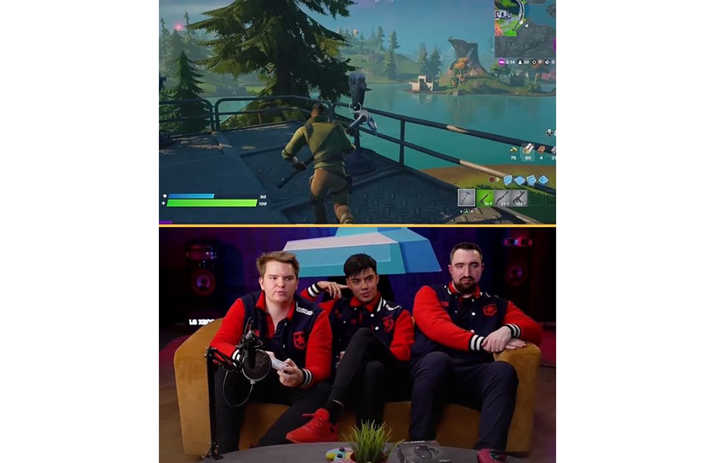 Gambit Esports pro gamers playing the Fortnite video game during Streamfest Awards 2021.