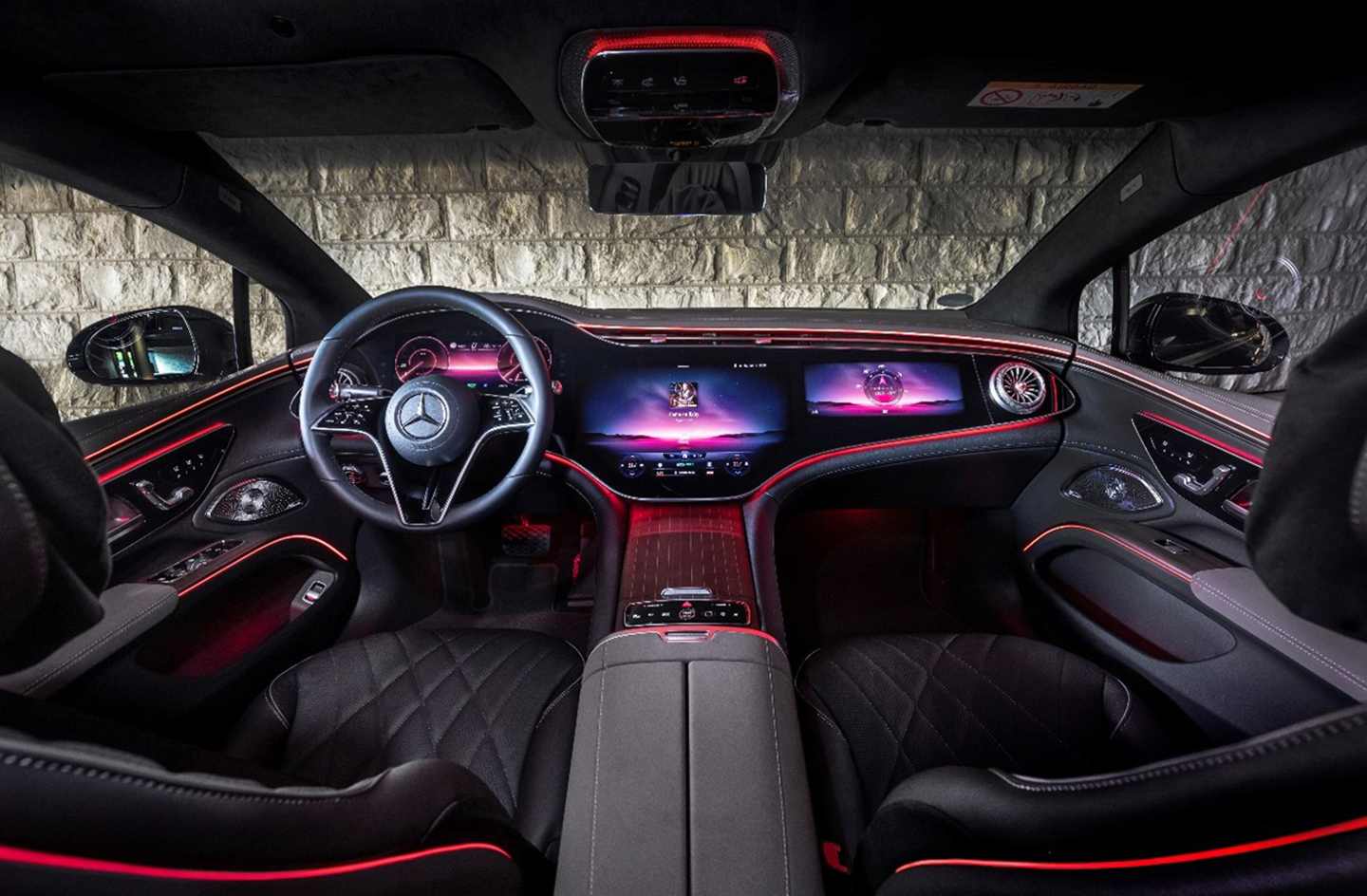 The MBUX Hyperscreen inside Mercedes-Benz EQS