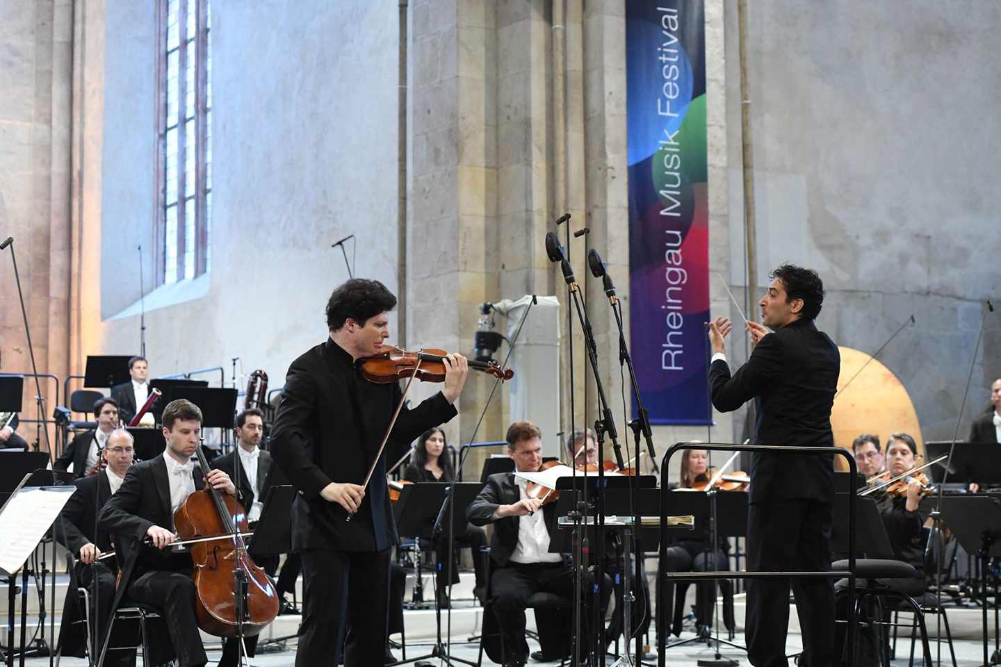 A small orchestra performing inside the Eberbach Monastery.