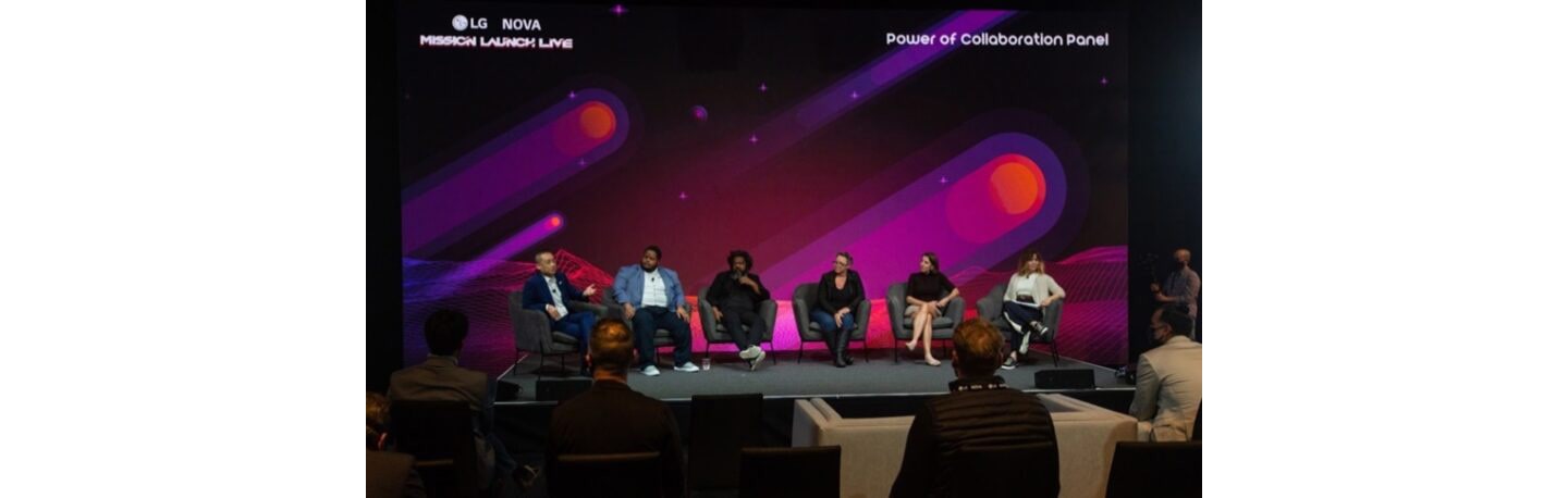 The Mission Launch Live panel having a discussion on stage.