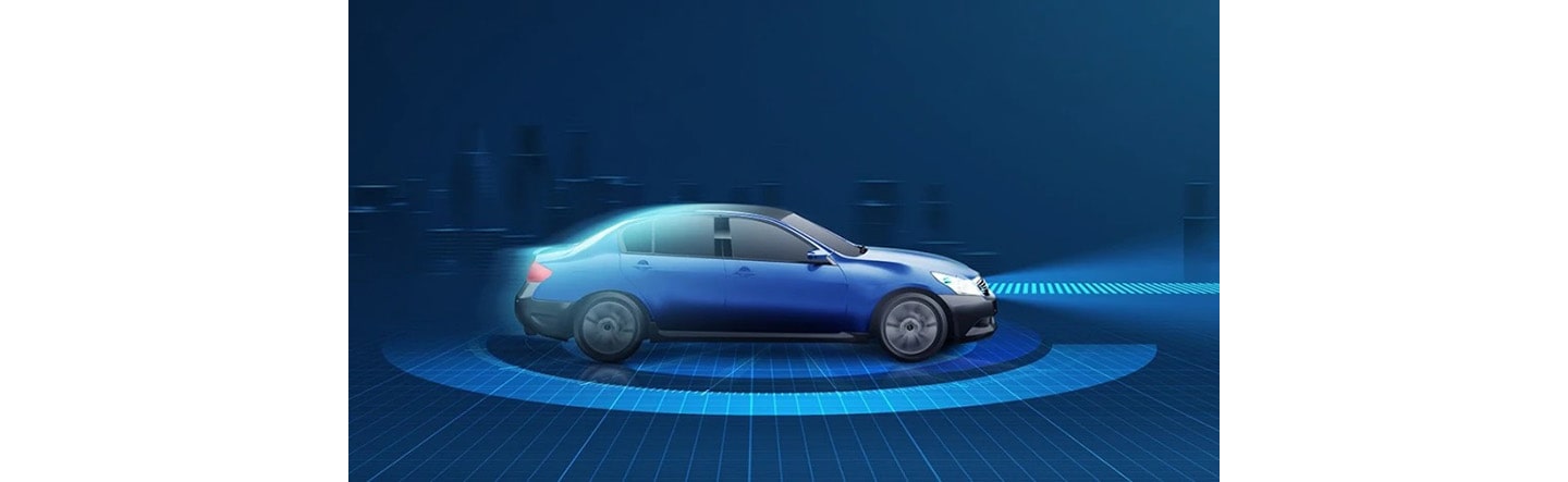 An illustration of a blue vehicle 