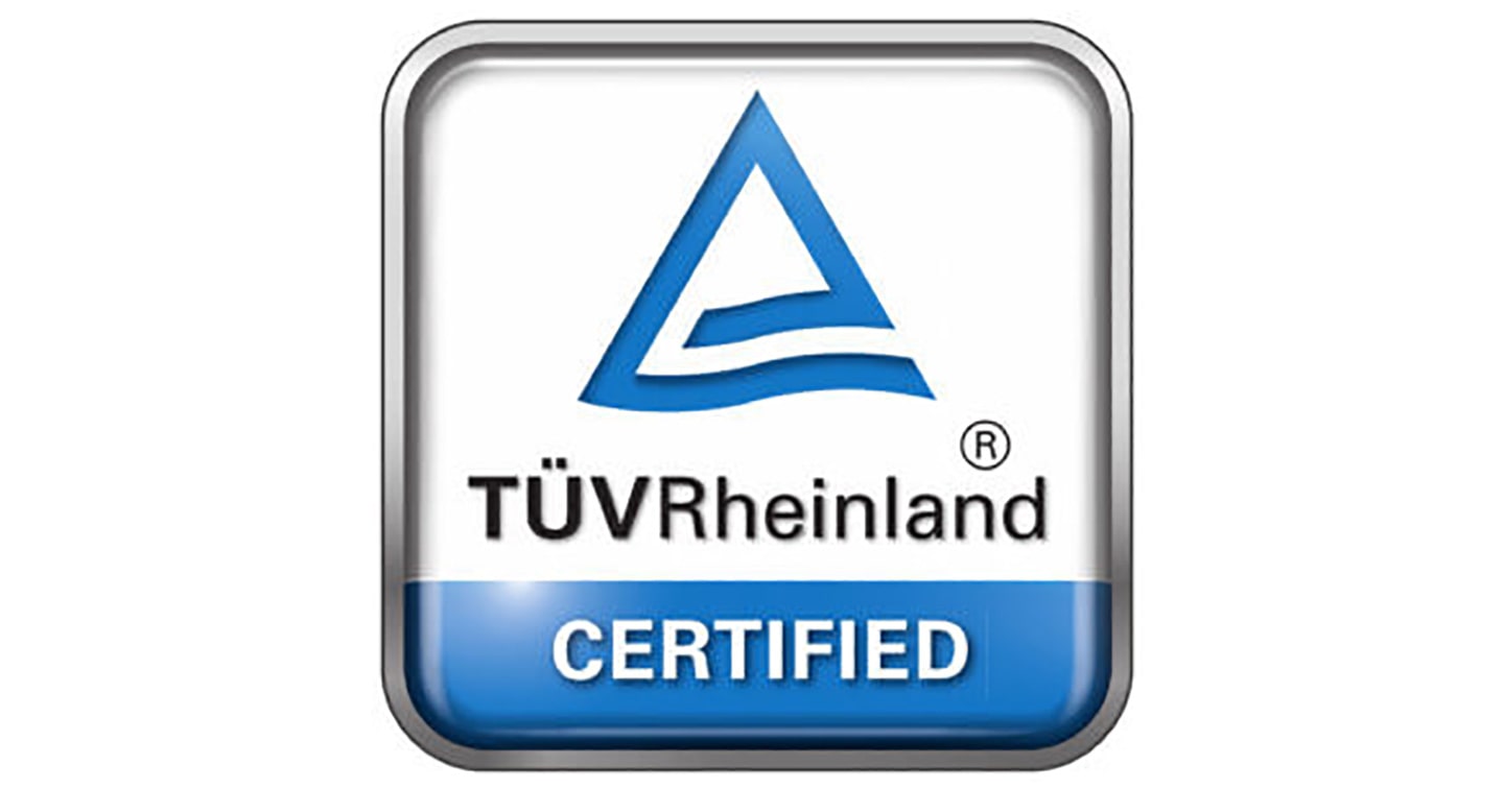 The logo displayed for TÜV Rheinland certification