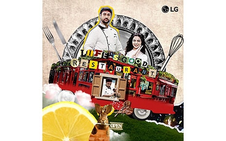 An illustration of the Life’s Good Restaurant on wheels with a male and female chef behind