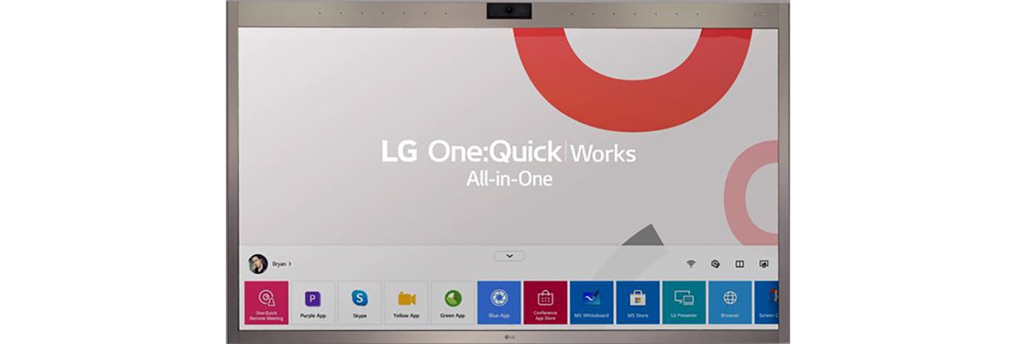 One:Quick Works’ screen displaying its built-in applications along the bottom.