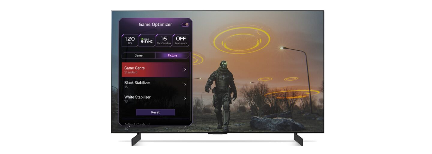 The LG Game Optimizer tab displayed on one of LG’s latest TVs.