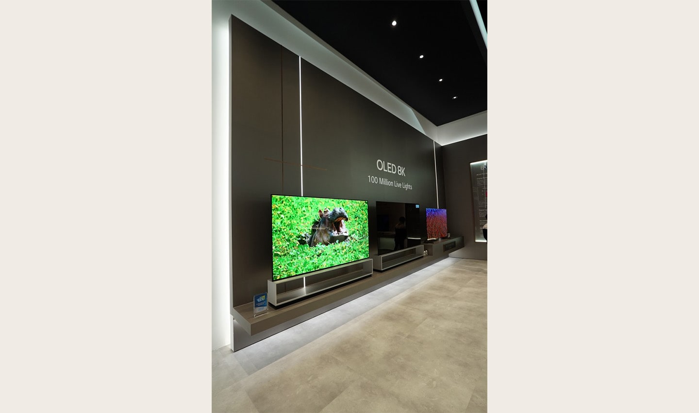 A view of LG’s OLED 8K TV zone at CES 2020, with the company’s 8K OLED TV lineup on display