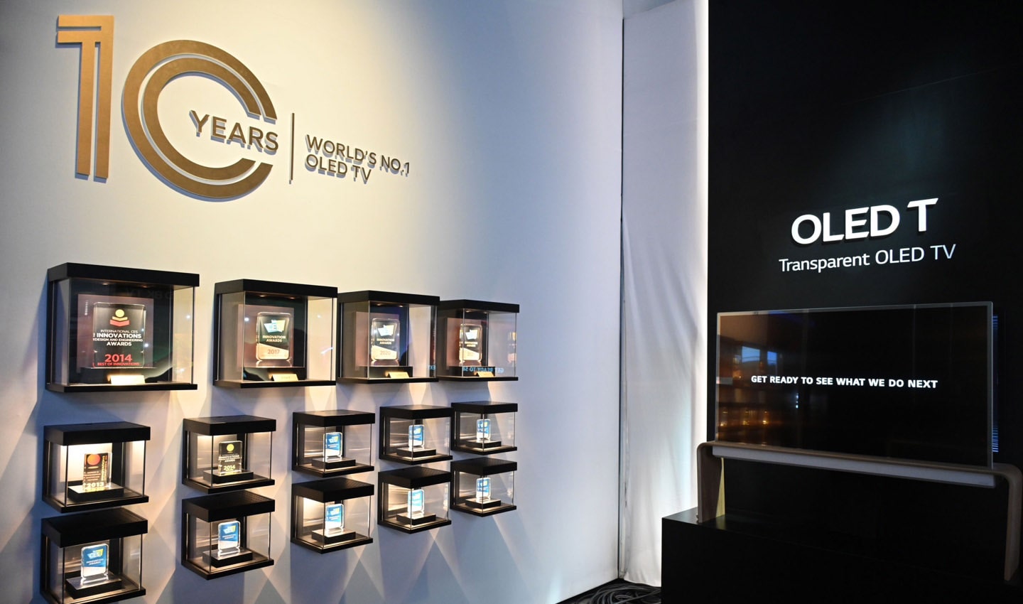 LG OLED T on display at LG's booth during CES 2023