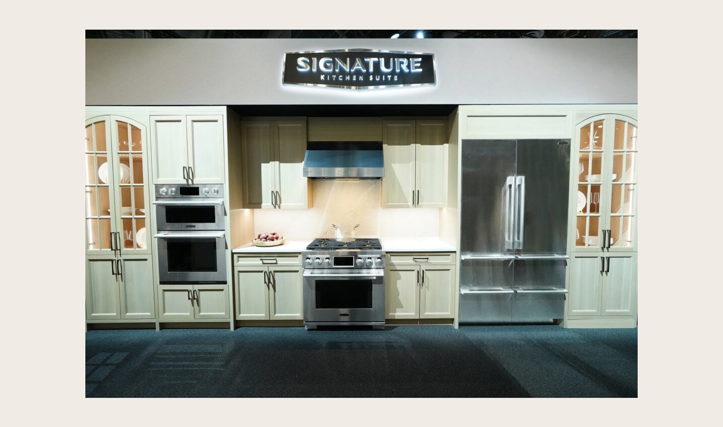 LG's booth at KBIS 2023 showcasing Signature Kitchen Suite and LG STUDIO lineup