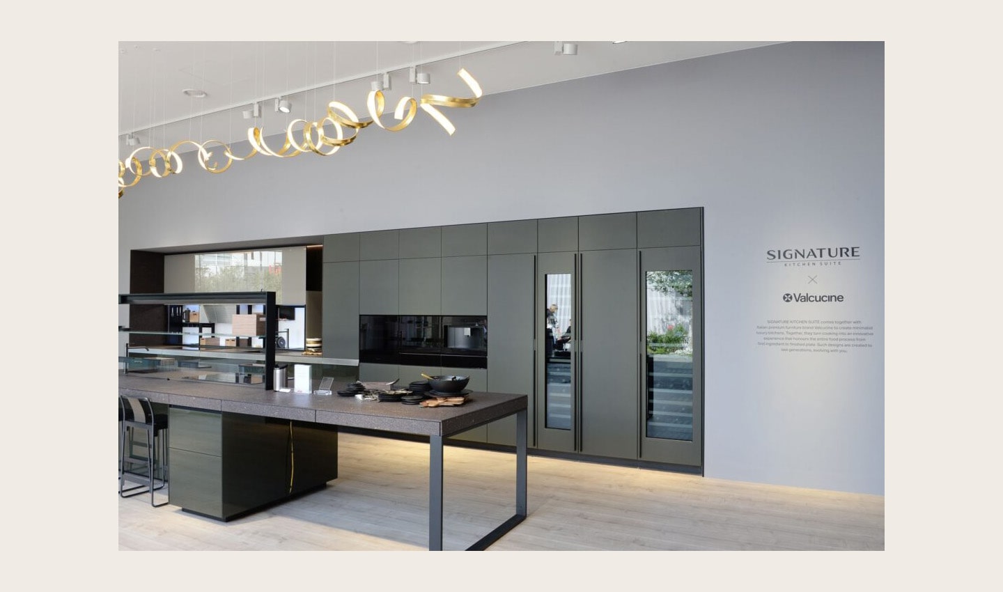 Side view of the LG Signature Kitchen Suite display zone designed in cooperation with Italian design company Valcucine