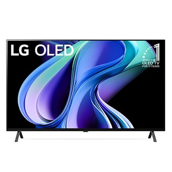 LG OLED 的前視圖以及 10 年位居 OLED 世界第一的標誌。