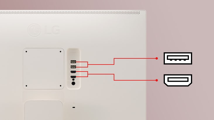 LG 智能顯示器提供兩個 USB 連接埠和兩個 HDMI 連接埠。
