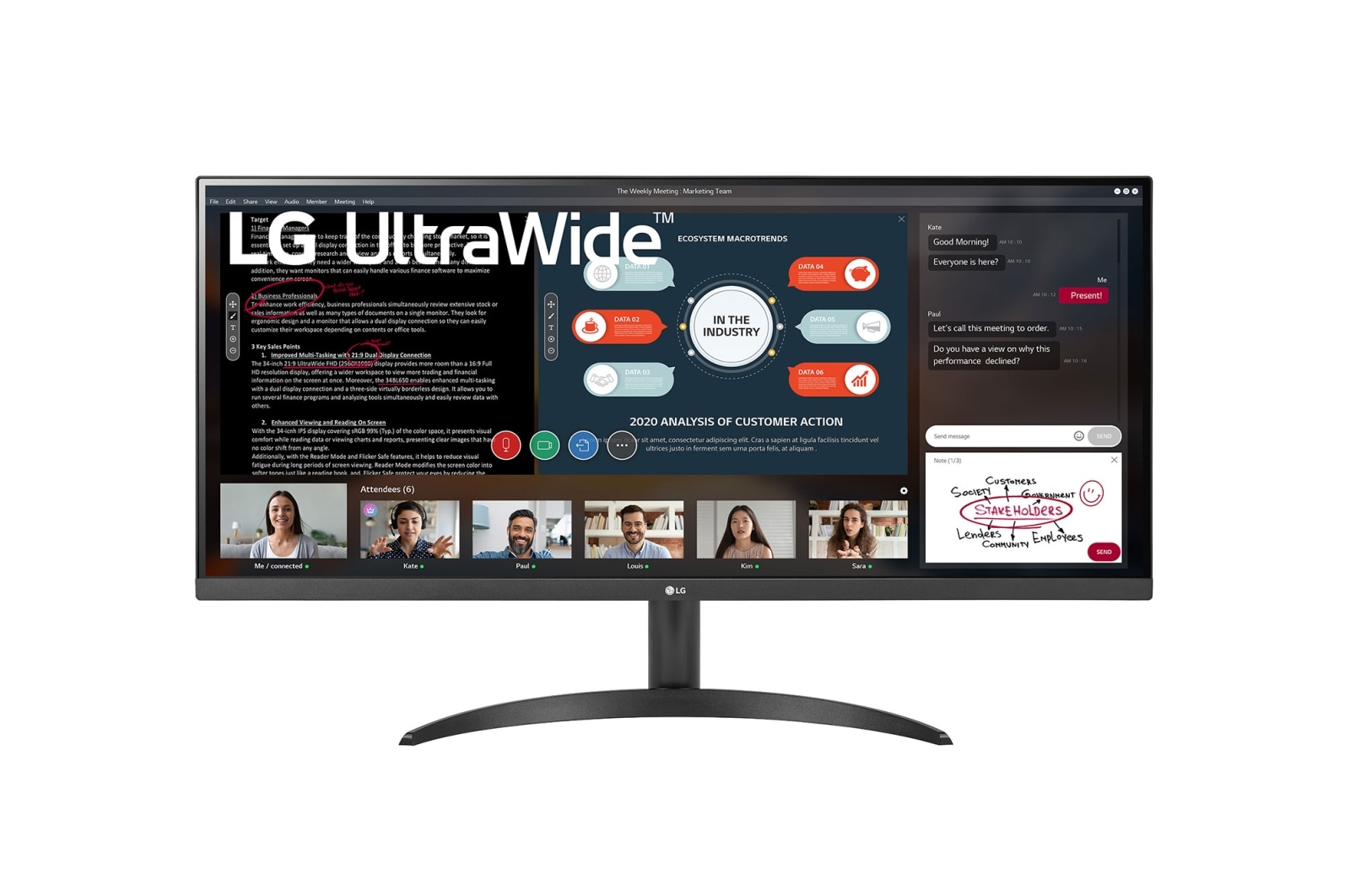 LG 34 吋 21:9 UltraWide™ 全高清 IPS 顯示器，兼容 AMD FreeSync™, 34WP500-B