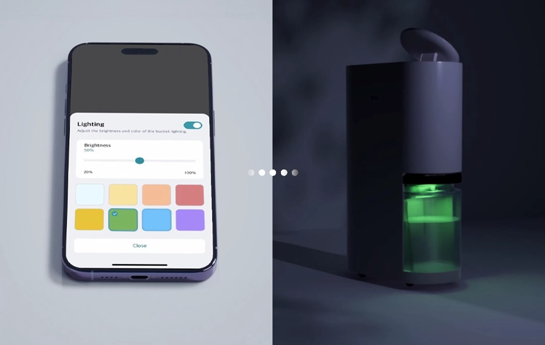 您可以使用 LG ThinQ™ 應用程式，根據自己的喜好調整水箱燈的顏色，作氛圍燈之用。