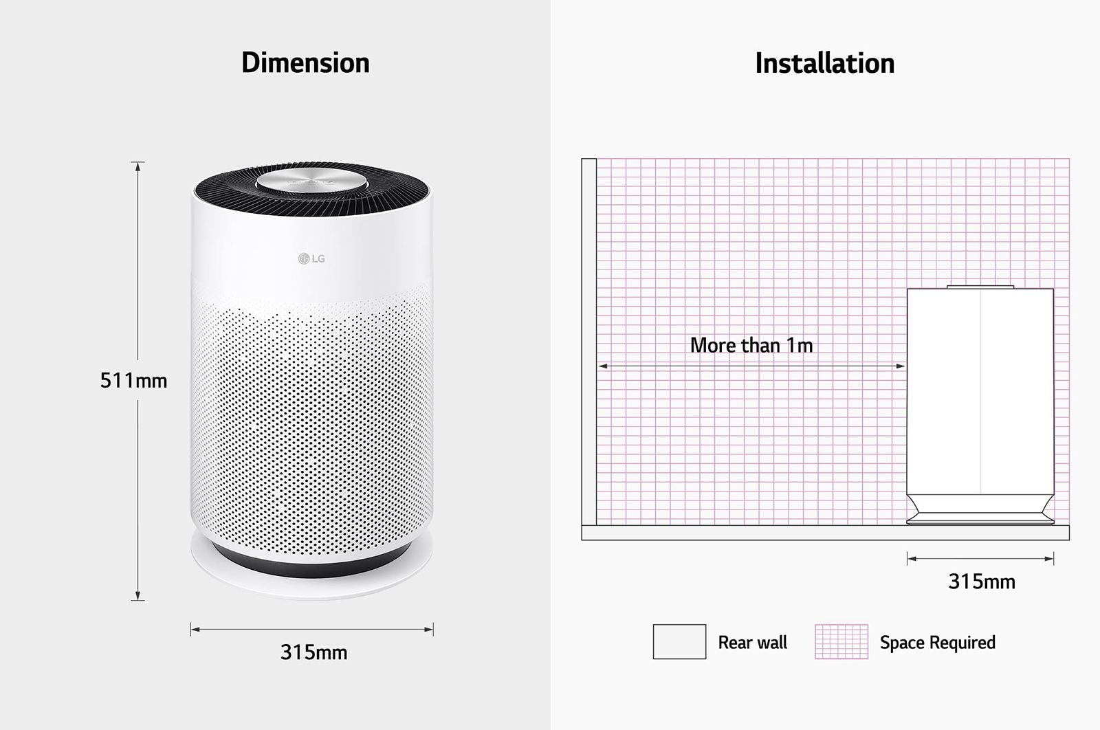 LG PuriCare™ 360​​° Hit 空氣清新機, AS60GHWG0