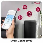 智能連接_智能手機和產品周圍都有代表 ThinQ 功能的圖示。