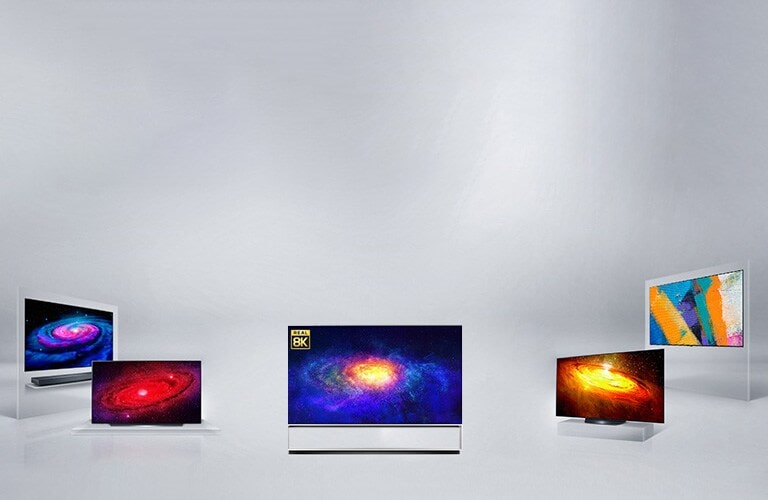 LG OLED ZX、WX、GX、CX、BX 型號在空間排列呈現