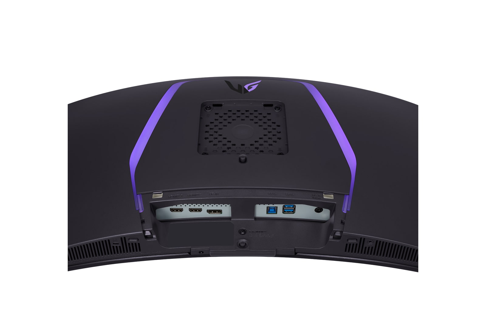 燈亮時 34GS95QE 的端口近視圖