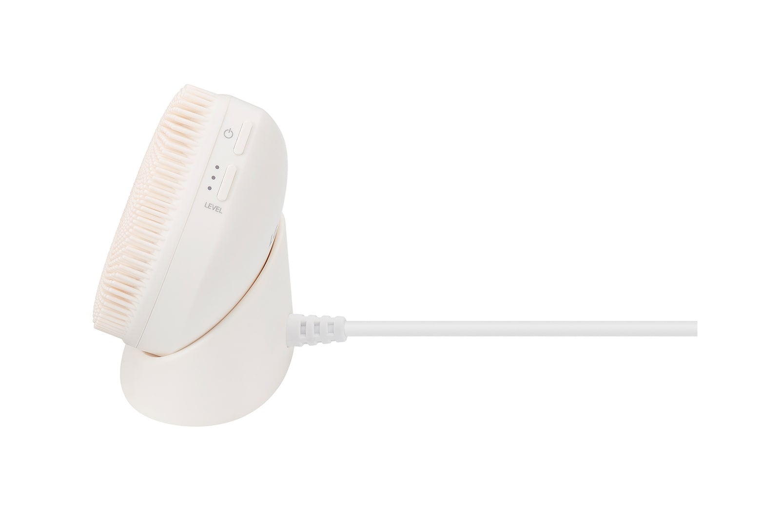 LG Pra.L WashPop 超聲波潔面儀 BCP2A 及底座的側視圖