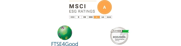 MSCI ESG 標誌、FTSE4Good 標誌、2020 Eco Vadis 標誌