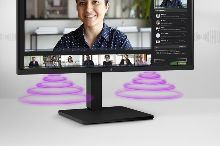 Side view showing video conference scene on the monitor.