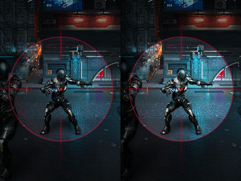 Comparison of Black Stabilizer - The left image is the Black Stabilizer 'off,' and the Right image is the Black Stabilizer 'on'	