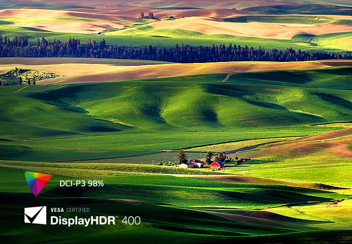 A VESA DisplayHDR™ 400 tiszta és valósághű színeket tesz lehetővé akár 98%-os DCP-P3 minőségben.