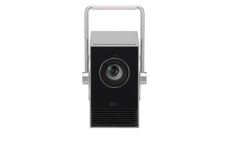 front view of LG CineBeam Q HU710PB with handle up