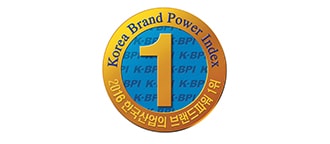 It shows the logo of the Korea Brand Power Index, which ranked first for three consecutive years.