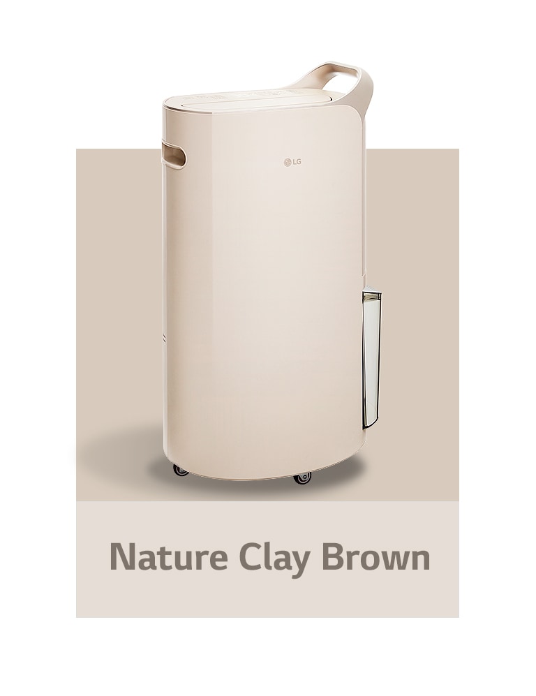 It's a calming beige color LG Puricare™ Dehumidifier Objet Collection.