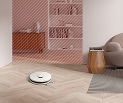 Image of a robot vacuum cleaning the floor.	