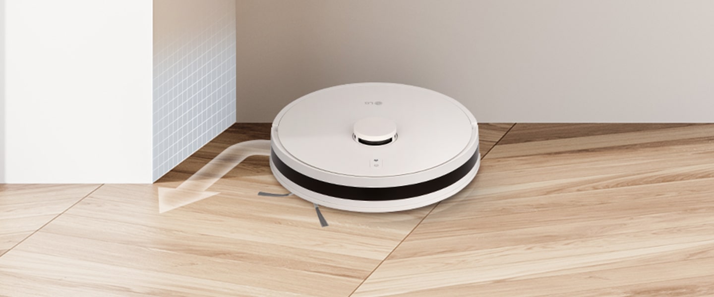 Robot vacuum sensor detects and avoids collision with the wall before impact.