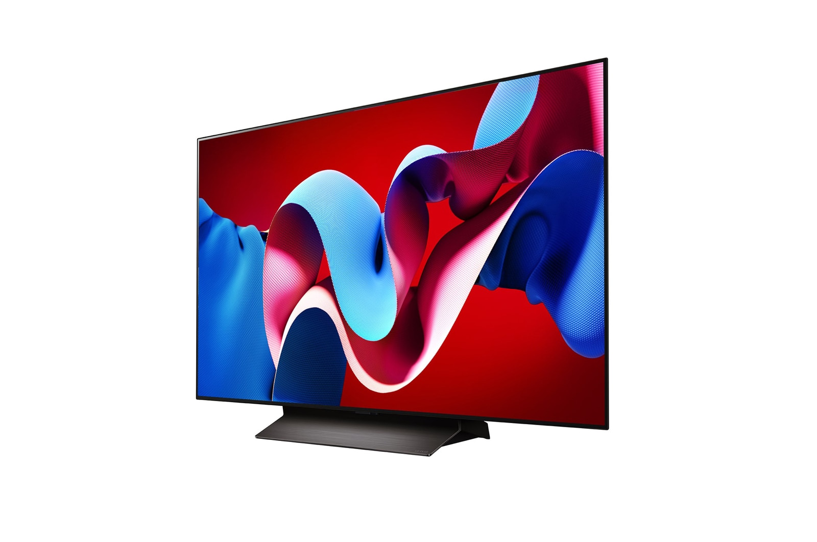 Slightly-angled left-facing side view of LG OLED evo TV, OLED C4