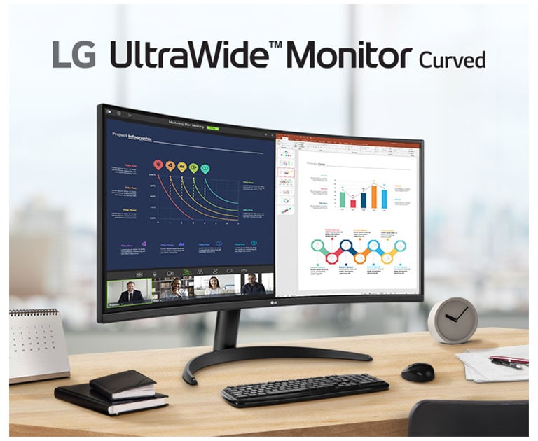 LG UltraWide ívelt monitor.