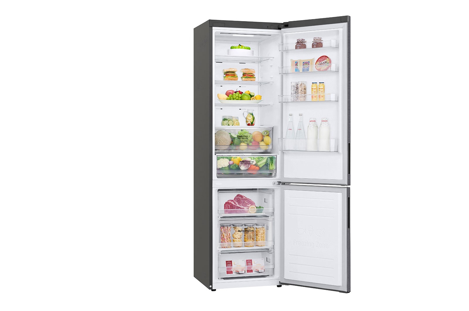 LG Alulfagyasztós hűtőszekrény, DoorCooling<sup>+</sup>™ és ThinQ™ technológia, 384L kapacitás, GBP62DSXCC1