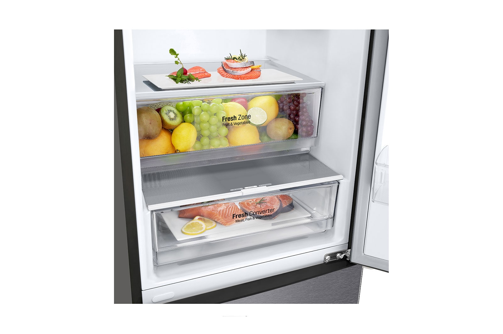 LG Alulfagyasztós hűtőszekrény, DoorCooling<sup>+</sup>™ és ThinQ™ technológia, 384L kapacitás, GBP62DSXCC1