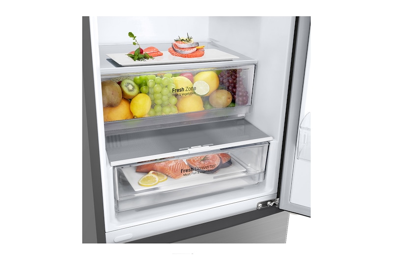 LG Alulfagyasztós hűtőszekrény, DoorCooling<sup>+</sup>™ technológia, 384L kapacitás, GBP62PZNCC1