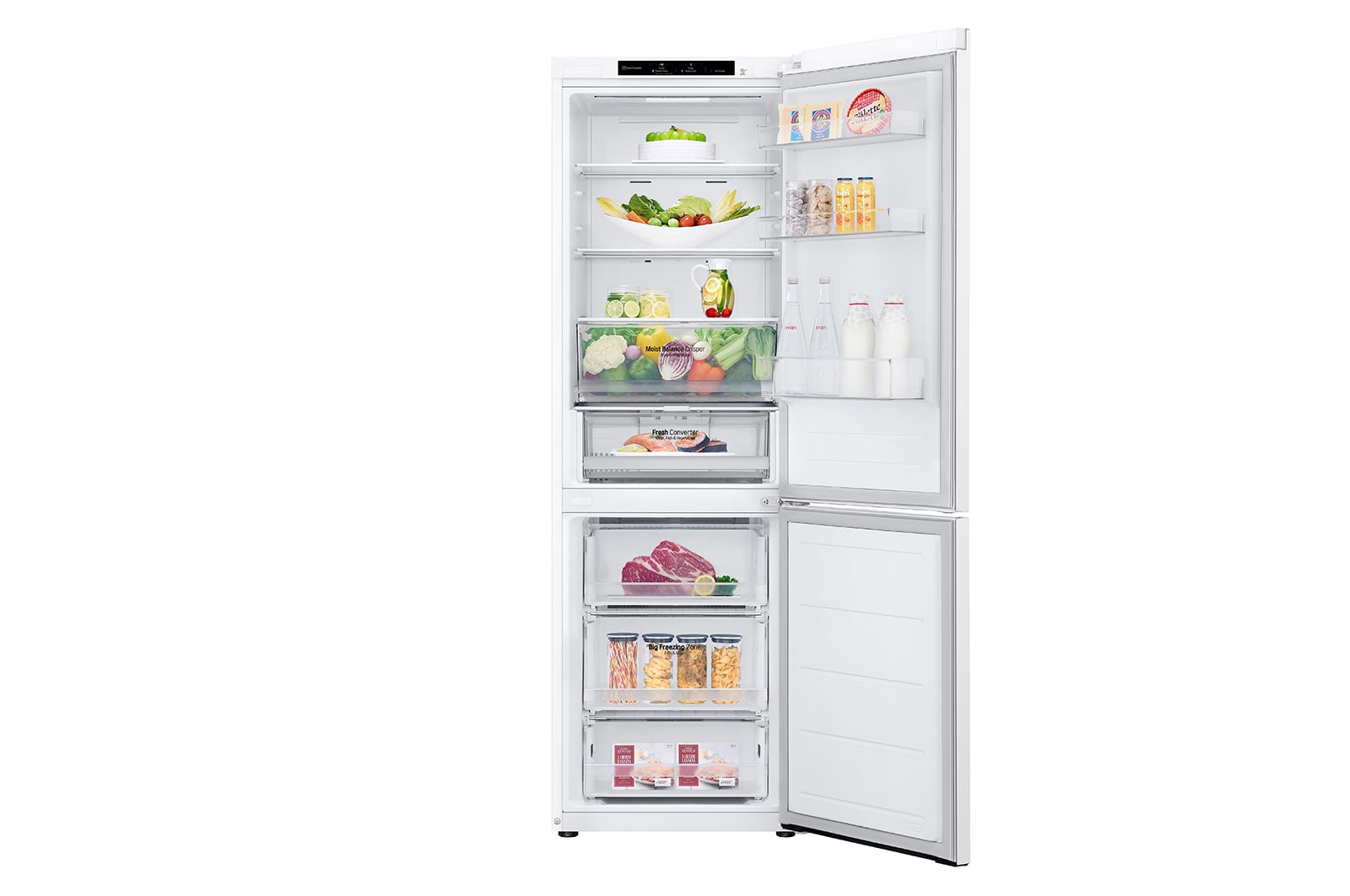 LG Alulfagyasztós hűtőszekrény, DoorCooling<sup>+</sup>™ technológia, 344L kapacitás, GBV3100CSW