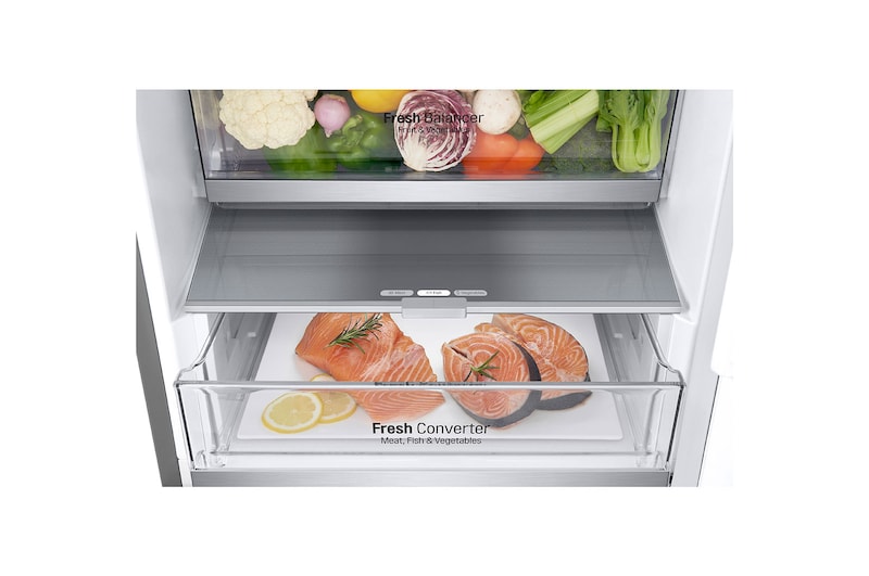 LG Alulfagyasztós hűtőszekrény, DoorCooling⁺™ technológia, 387L kapacitás, GBV7280CMB